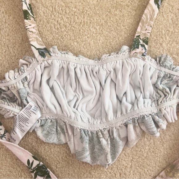 UO Tropical Floral Pink Green Bandeau Top - Picture 4 of 6